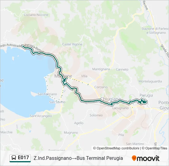 Percorso linea bus E017