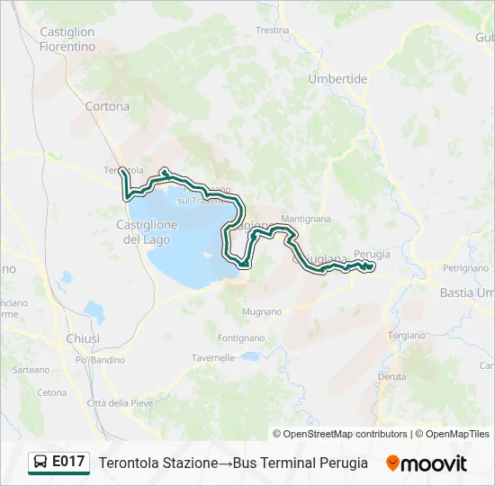Percorso linea bus E017