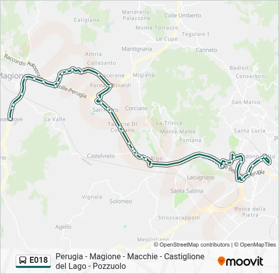 Percorso linea bus E018