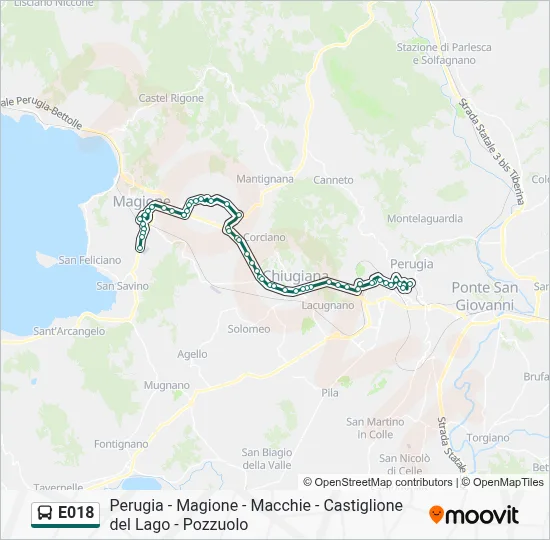 Percorso linea bus E018