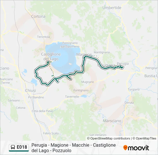 Percorso linea bus E018