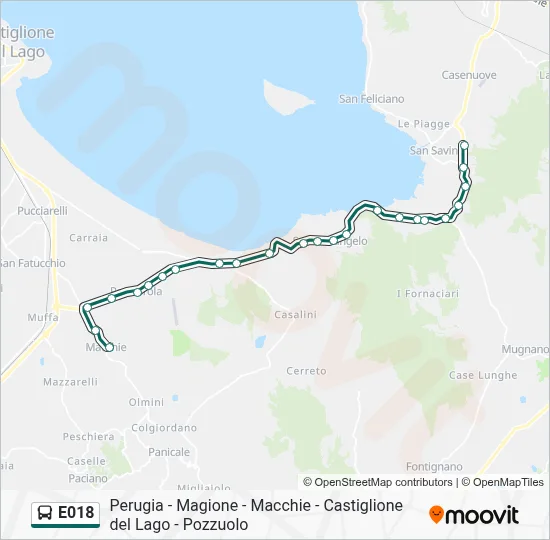 Percorso linea bus E018