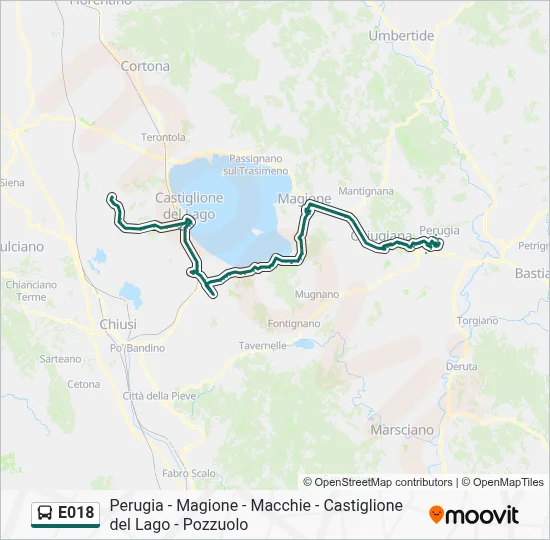 Percorso linea bus E018