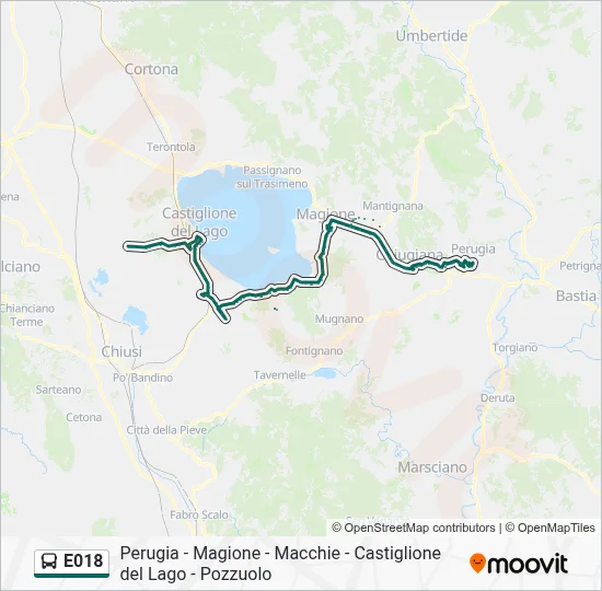 Percorso linea bus E018