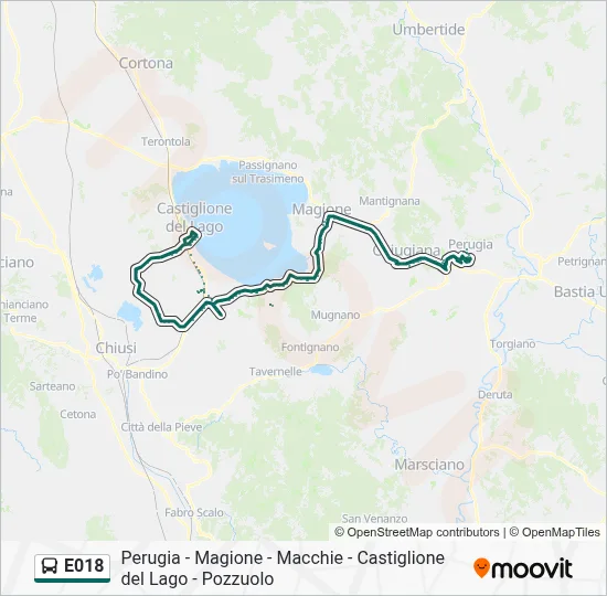 Percorso linea bus E018