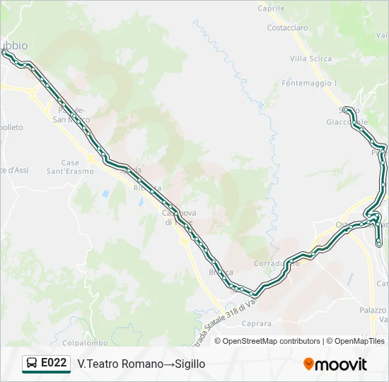 Percorso linea bus E022