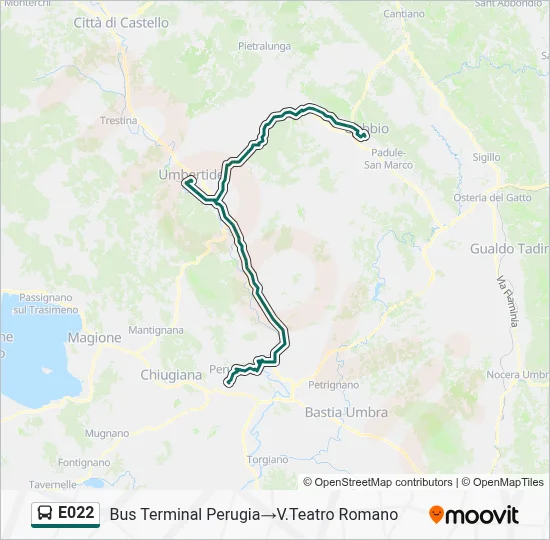 Percorso linea bus E022