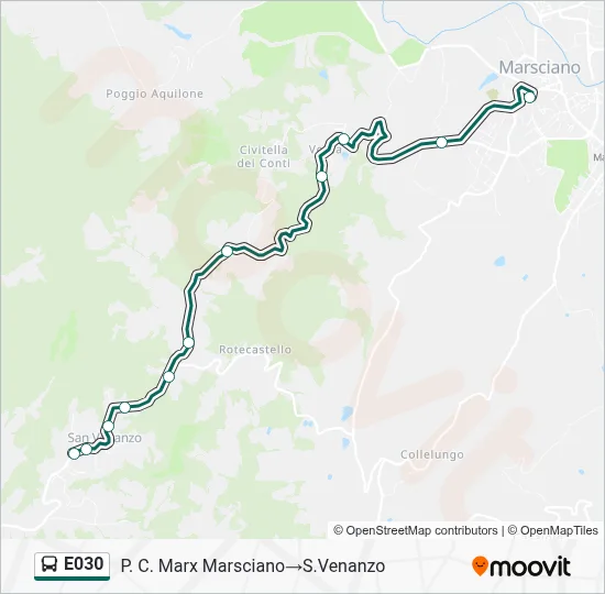 Percorso linea bus E030