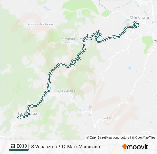 Percorso linea bus E030