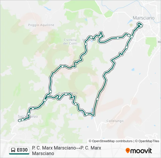 Percorso linea bus E030