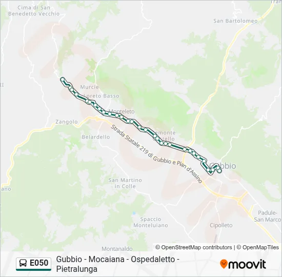 Percorso linea bus E050