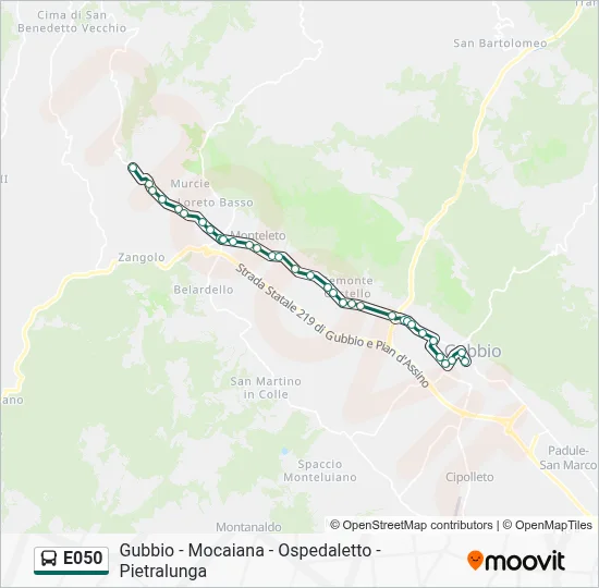 Percorso linea bus E050