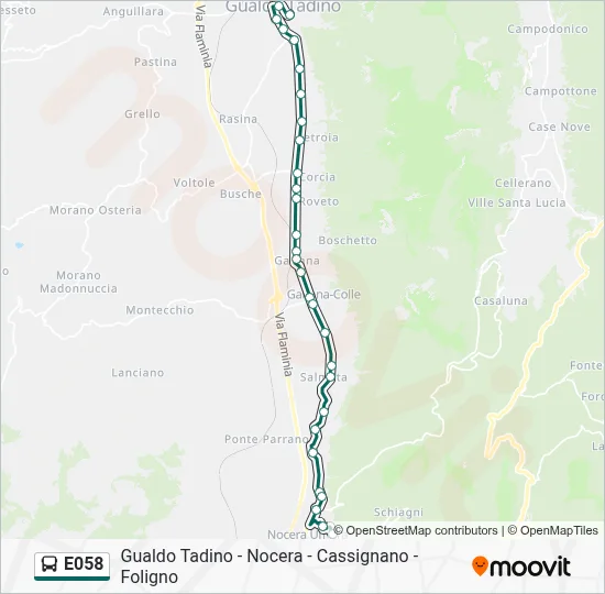 Percorso linea bus E058