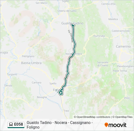 Percorso linea bus E058