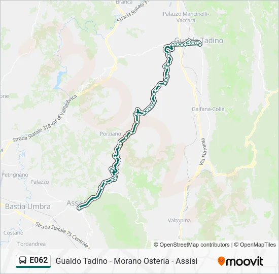 Percorso linea bus E062