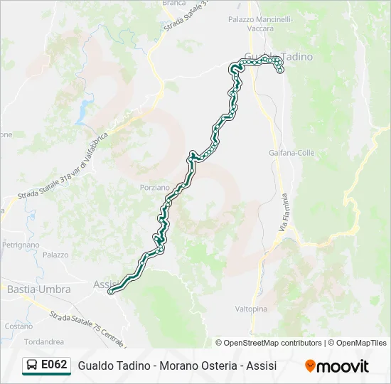 Percorso linea bus E062