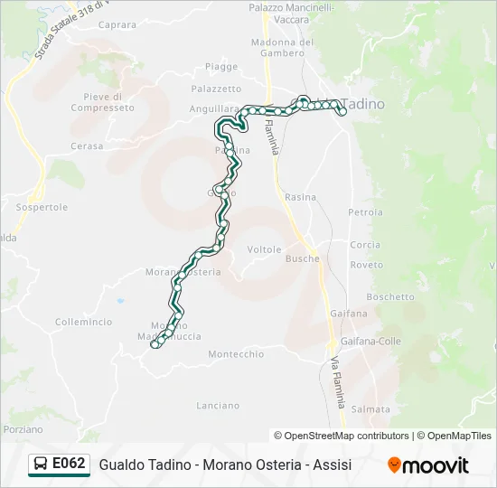 Percorso linea bus E062