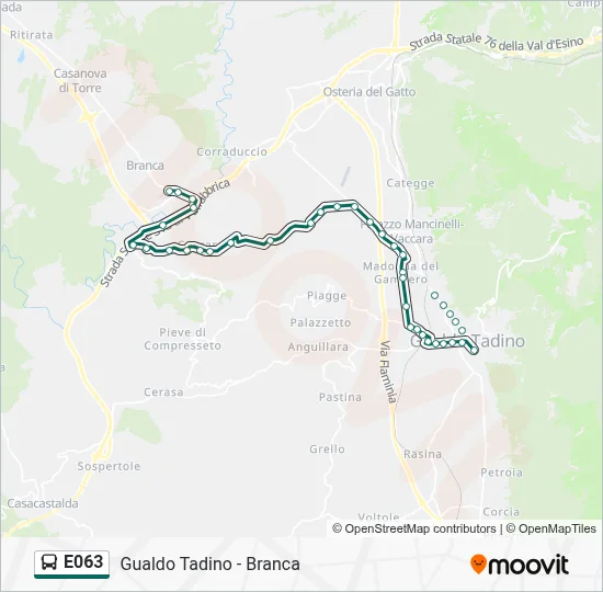 Percorso linea bus E063