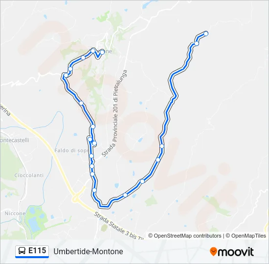 E115 Bus Line Map