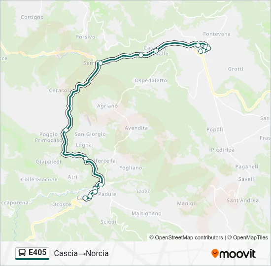 Percorso linea bus E405