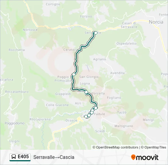Percorso linea bus E405