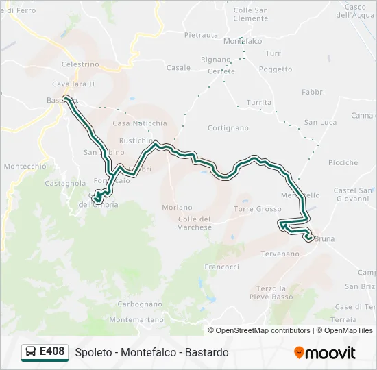 Percorso linea bus E408