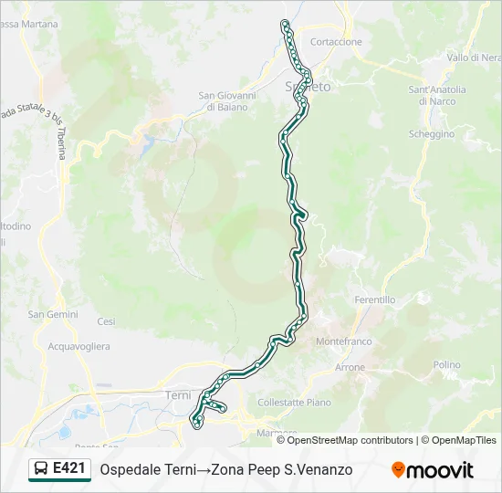 Percorso linea bus E421