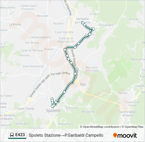 Percorso linea bus E423