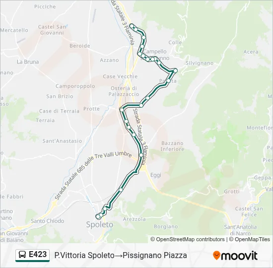 Percorso linea bus E423