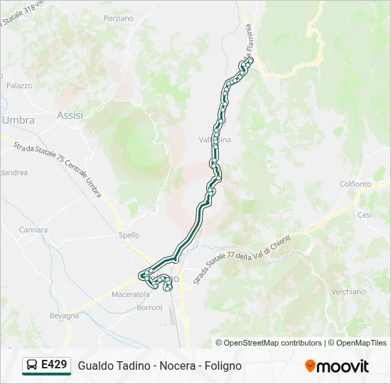 Percorso linea bus E429