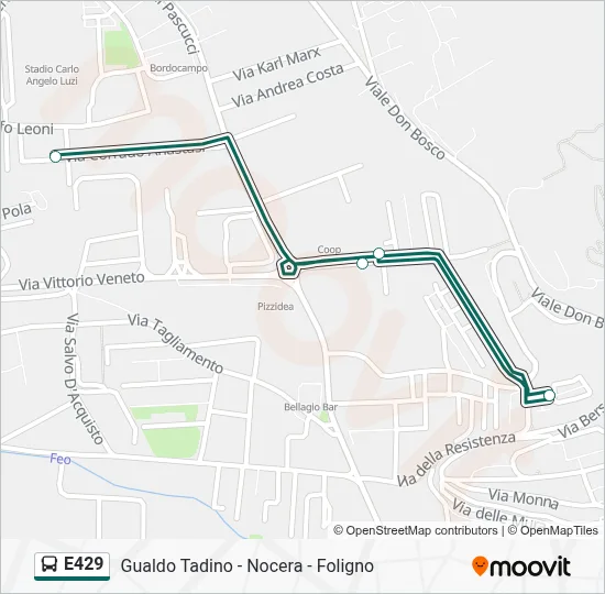 Percorso linea bus E429