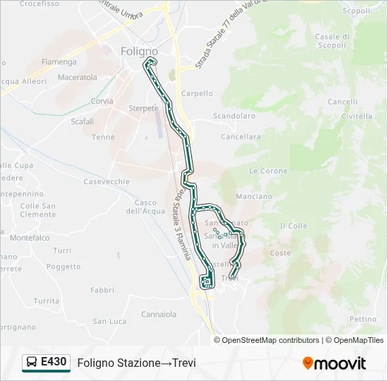 Percorso linea bus E430
