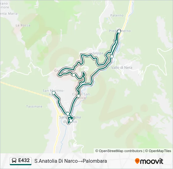 Percorso linea bus E432