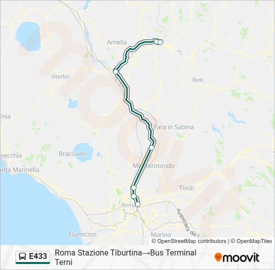 Percorso linea bus E433