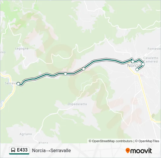 Percorso linea bus E433