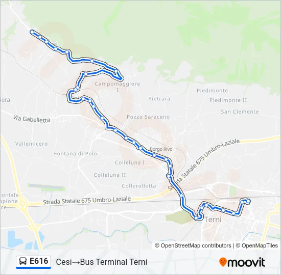E616 Bus Line Map