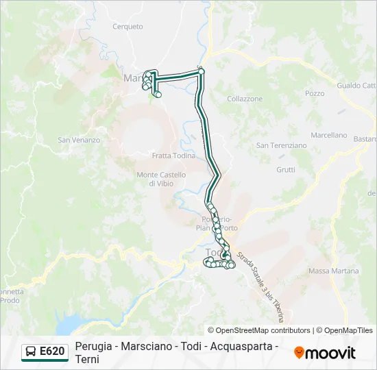 Percorso linea bus E620