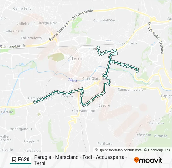 Percorso linea bus E620