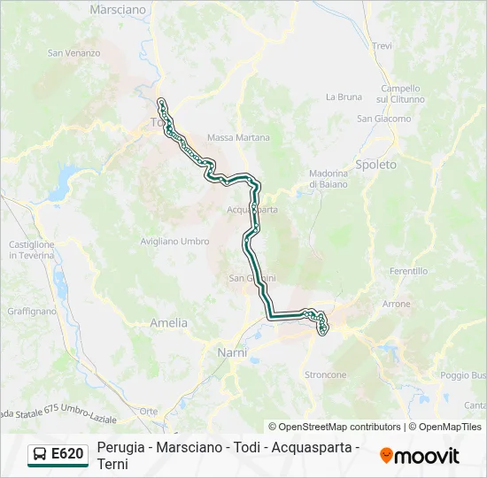 Percorso linea bus E620