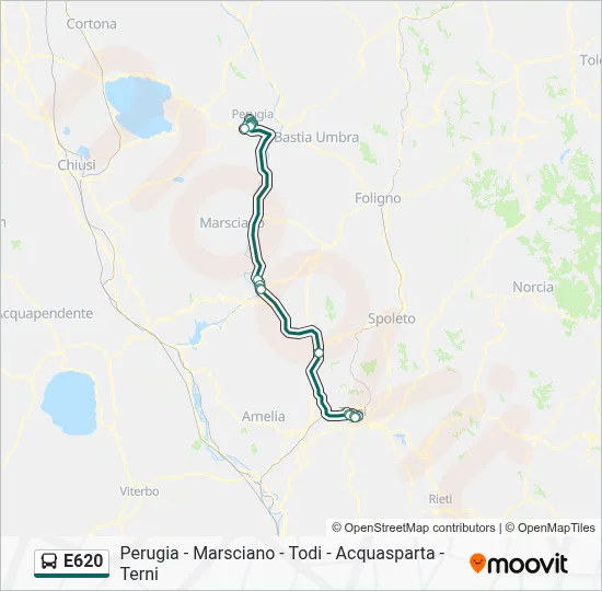 Percorso linea bus E620