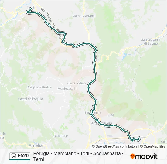 Percorso linea bus E620