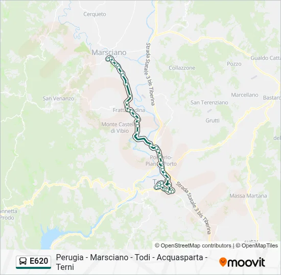 Percorso linea bus E620