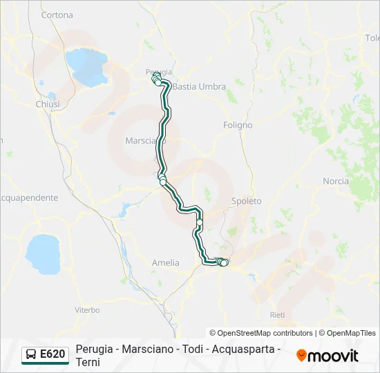 Percorso linea bus E620