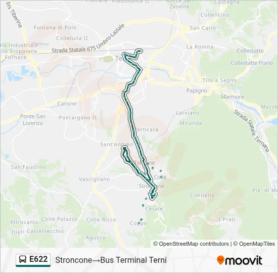 Percorso linea bus E622