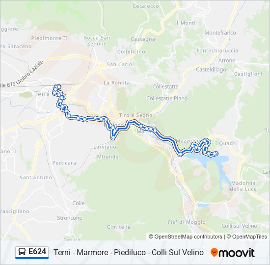 Percorso linea bus E624