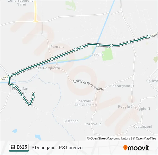 Percorso linea bus E625