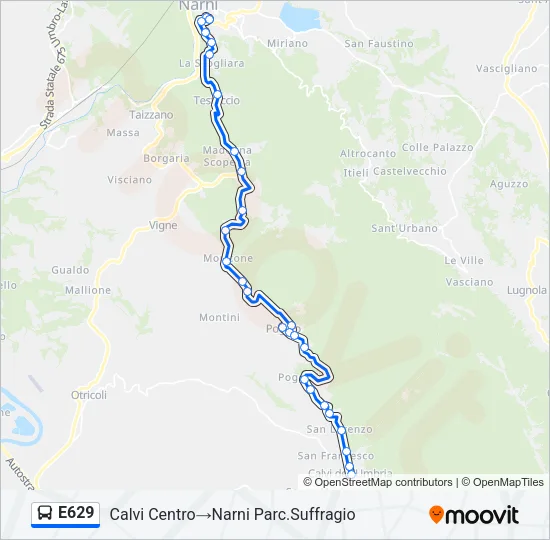E629 Bus Line Map
