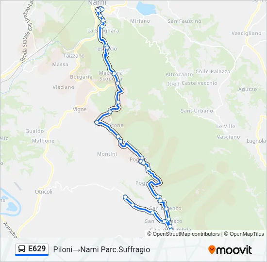 E629 Bus Line Map