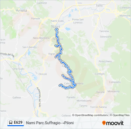 E629 Bus Line Map