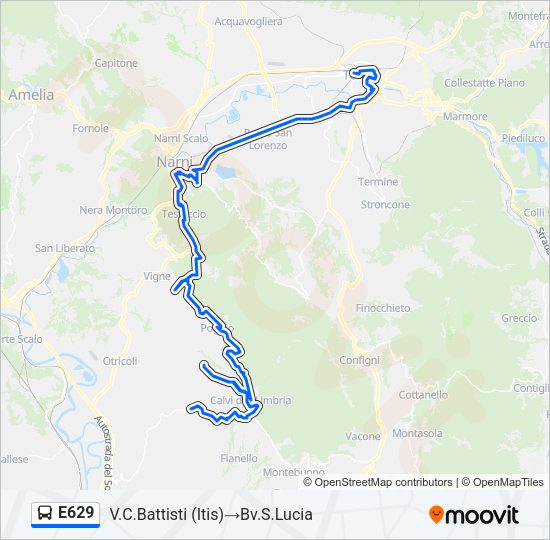 Percorso linea bus E629